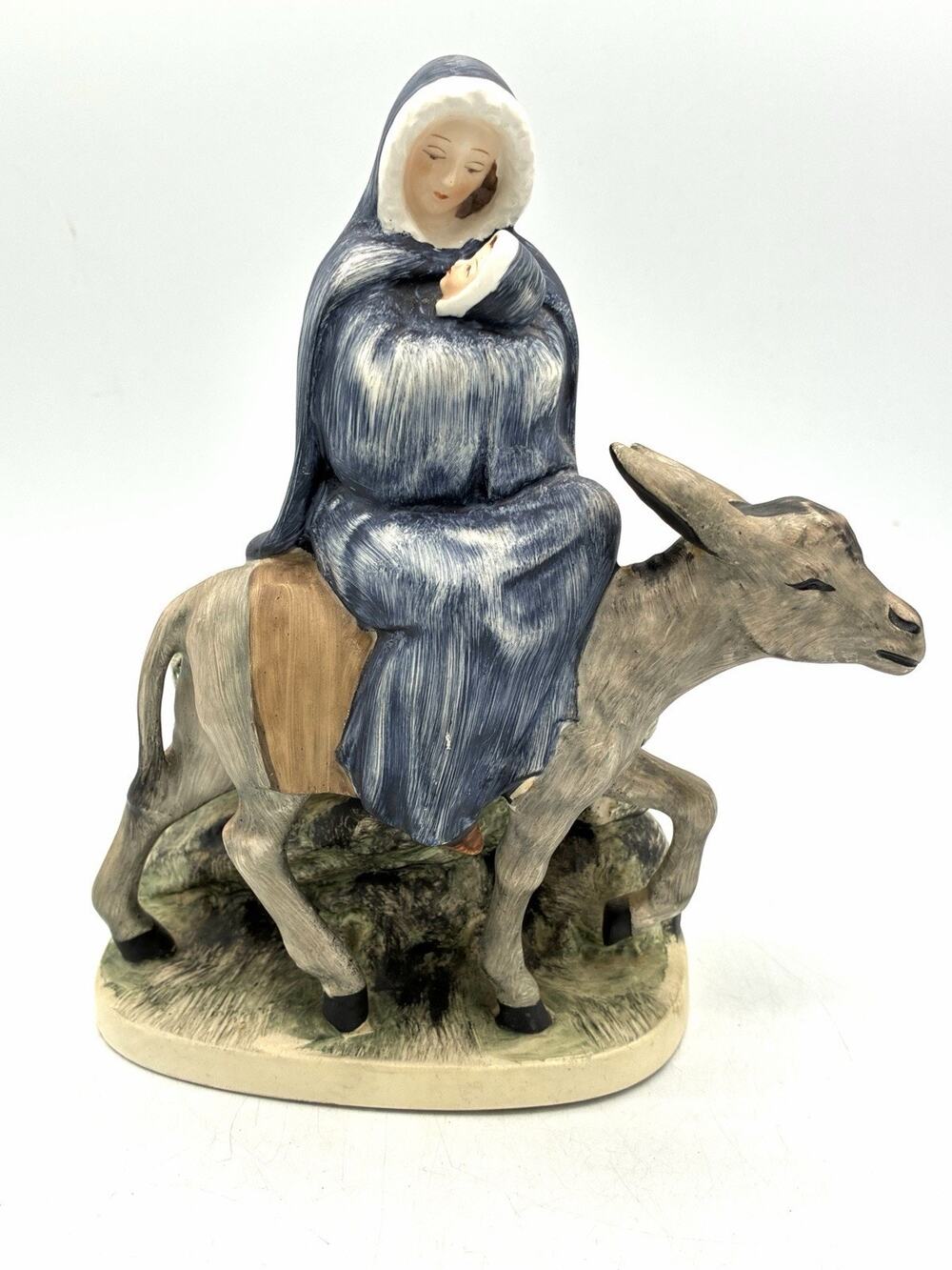 Vintage Madonna Child Donkey Planter 7β Flight Into Egypt Religious Ceramic
